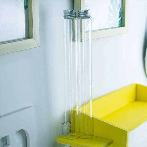 Vista 5 de Botella de vidrio transparente de 3.0 fl oz con tapa de aluminio plateado, tarros de cristal con tapas de aluminio (6)