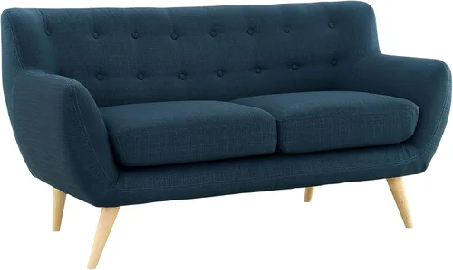 Vista 3 de Modway Remark - Sofá biplaza moderno de mediados del sigo con tela tapizada en azul celeste