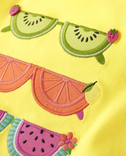 Vista 2 de Gymboree Girls' and Toddler Spring and Summer Embroidered Graphic Short Sleeve T-Shirts