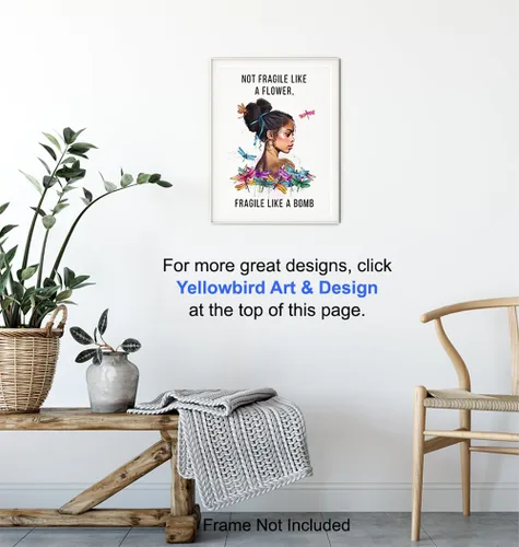 Vista 6 de African American Decor - African American Gifts for Women - Black Girl Wall Art - Not Fragile Like A Flower - Motivation Inspiration Wall Art &