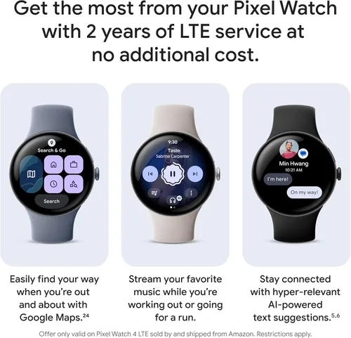 Vista 7 de Google Pixel Watch 4 (41mm) - Reloj inteligente Android - Monitor de frecuencia cardíaca y seguimiento del sueño - Batería de 30 horas - Seguimiento