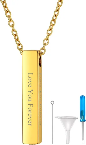 Vista 26 de Richsteel Collares de urna para cenizas para mujeres y hombres, collar con colgante de cremación para cenizas, joyería conmemorativa de acero