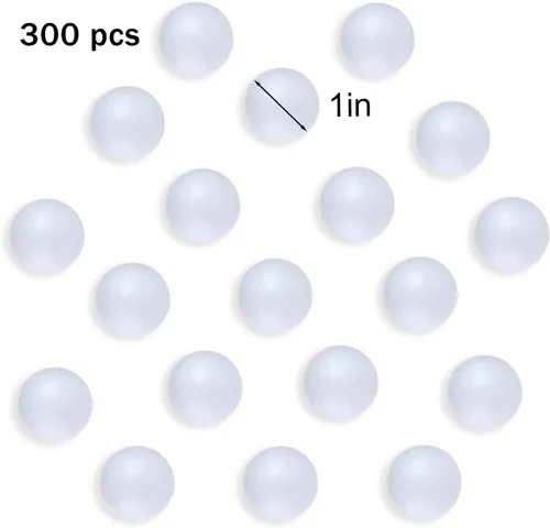 Vista 2 de LOMIMOS 300 bolas de espuma blanca de 1 pulgada, mini bolas blancas para manualidades y proyectos escolares, suministros de fabricación