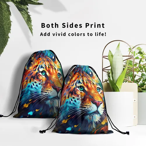 Vista 140 de Bolsa de agarre de gimnasia de piel de animal, bolsa de gimnasia con cordón ajustable, bolsa de cuerda para fauna silvestre, Mariposas Galaxy