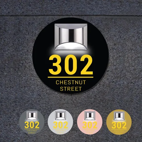 Vista 9 de Placa solar personalizada con números de casa, placa LED moderna para puerta, letrero acrílico para casa de jardín, montaje en la pared para casa