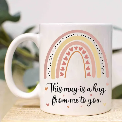 Vista 8 de Taza de regalo para mejor amiga, hermana, mamá, papá, esta taza es un abrazo de mí a ti, abrazo en una taza, Thinking Of You, taza novedosa