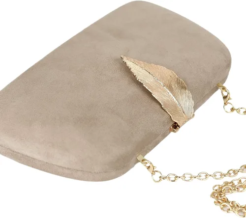 Vista 4 de Milisente Bolso de mano para mujer, de ante suave y sólido, bolso de mano de noche, bolso de hombro con cierre de hojas metálicas