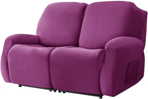 Vista 13 de Fundas de terciopelo elástico para sillas reclinables, fundas para sofá biplaza de 2 cojines, 6 piezas, fundas protectoras para muebles con bolsillo