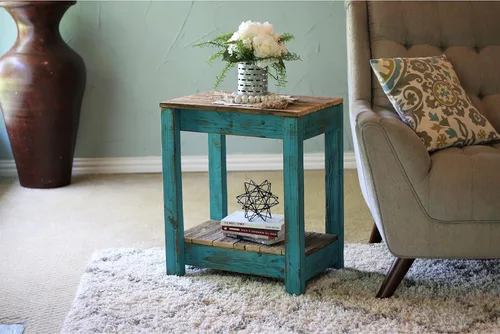 Vista 5 de Doug and Cristy Designs Mesa auxiliar combinada turquesa