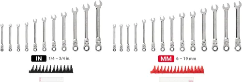 Vista 31 de TEKTON Juego de llaves combinadas con cabeza flexible de 12 puntos, 19 piezas (6-24 mm) WRC95003