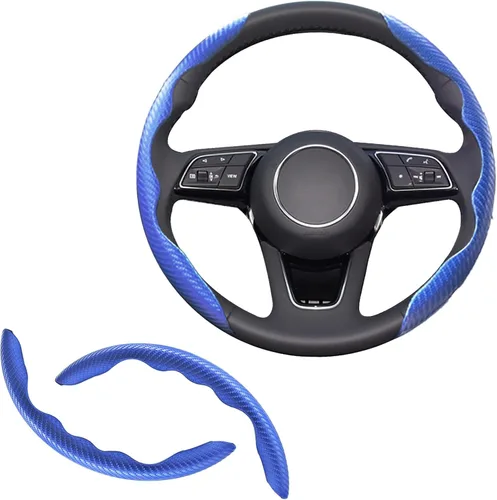 Vista 15 de 2 fundas de volante de fibra de carbono de ajuste universal, antideslizantes, protector segmentado para volante, accesorios interiores de automóvil