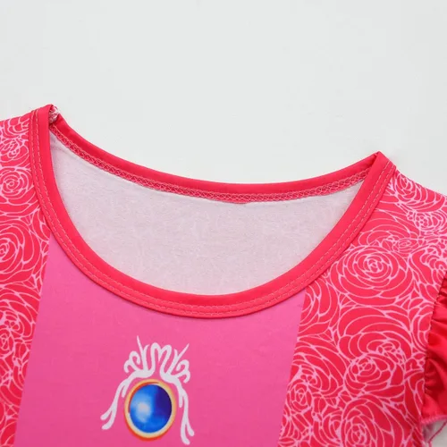 Vista 4 de HAZOOR Disfraz de princesa melocotón para niñas, vestido de cosplay de princesa Super Brothers