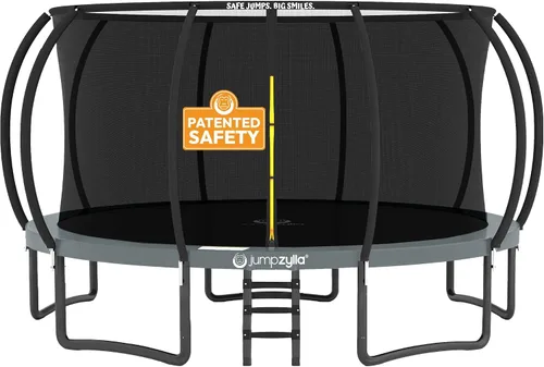 Vista 19 de Jumpzylla - Cama elástica recreativa para niños, con red de seguridad, escalera y revestimiento antioxidante, de 8, 10, 12, 14, 15 y 16 pies