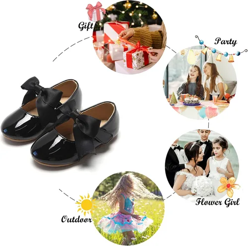 Vista 5 de Felix & Flora Zapatos de vestir para niña de las flores, zapatos planos de ballet para niñas, para fiestas, escuela, boda