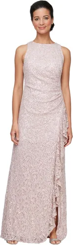 Vista 5 de Alex Evenings Women's Long Sleeveless Mother of the Bride Dress W/Cascade Ruffle & Front Slit (Petite and Regular Sizes)