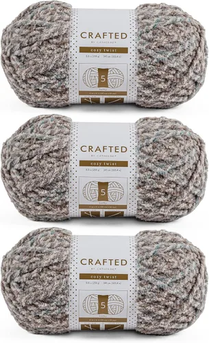 Vista 7 de Crafted By Catherine Cozy Twist Yarn - Paquete de 2 (345 yardas cada madeja), beige multicolor, calibre 5 voluminoso