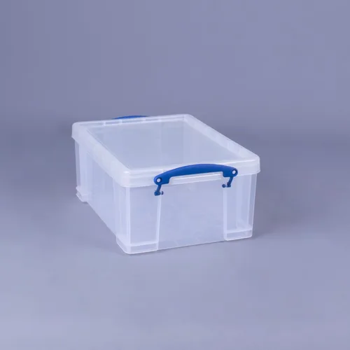 Vista 6 de Really Useful Box - Contenedores de almacenamiento de plástico apilables de 9 litros con tapa de cierre y asas con clip incorporado