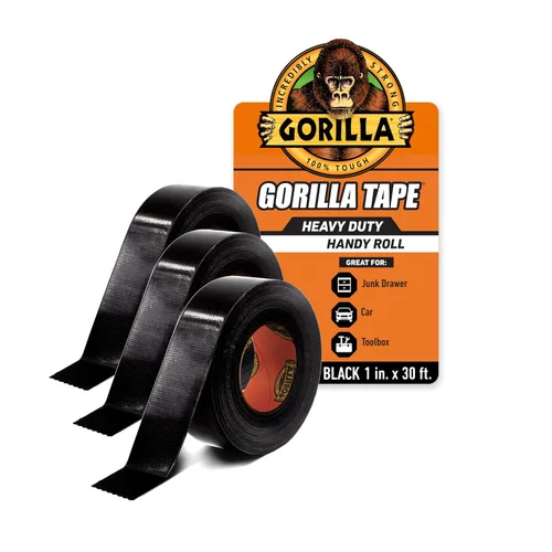 Vista 14 de Gorilla 6100101-10 Cinta adhesiva para llevar, 1" x 10 yardas, negro, (paquete de 10), paquete de 10, 10
