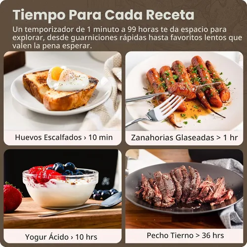 Vista 5 de Greater Goods Cocina Sous Vide, 1100 W, no necesita aplicación ni WiFi (blanco abeja)