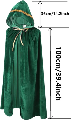 Vista 2 de Capa de terciopelo con capucha unisex para niños, disfraz de Halloween y Navidad
