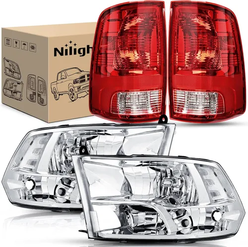 Vista 16 de Nilight Conjunto de faros delanteros 2009 2010 2011 2012 2013 2014 2015 2016 2017 2018 Ram 1500 2500 3500 Pickup Quad Conjunto de faros de repuesto