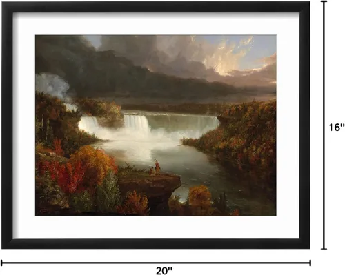 Vista 6 de ART.COM Lienzo enmarcado para pared, vista lejana de las cataratas del Niágara, 1830 por Thomas Cole, decoración escénica, 16 x 12 pulgadas, marco
