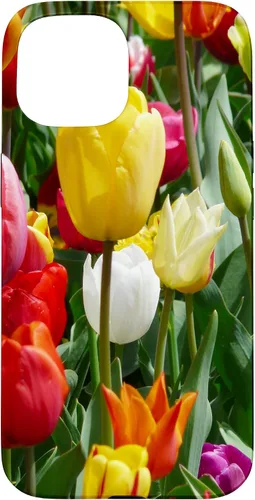 Vista 6 de Funda botánica para iPhone 17 con flores coloridas y tulipanes para amantes de las plantas
