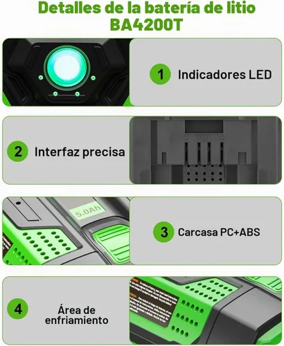 Vista 6 de Reemplazo de 56V 5.0Ah para batería EGO 56V BA2800T, 1 paquete