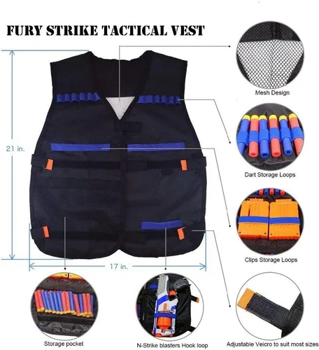 Vista 2 de Juego de accesorios de chaleco táctico para Nerf N-Strike Elite Series con 20 dardos de repuesto, 2 clips de recarga rápida, soporte para munición