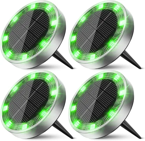 Vista 17 de Peasur Luces solares de suelo para exteriores, paquete de 24 luces planas de disco con energía solar, IP68 impermeable, antioxidante, iluminación