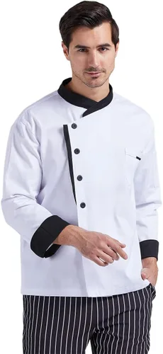 Vista 4 de Nanxson Chaqueta de chef unisex para hombre, abrigo de chef para restaurante, cocina, uniforme CFM0016
