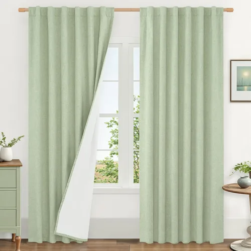 Vista 169 de LAMIT Cortinas opacas cortas de lino de 30 pulgadas para ventanas de cocina sobre el fregadero, cortinas de café texturizadas de lino marfil