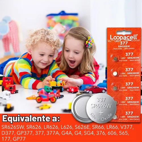 Vista 6 de LOOPACELL 377/376 / SR626W / SR626SW / Baterías de reloj de óxido de plata (paquete de 5) – Batería de celda de moneda de larga duración de 1.55 V