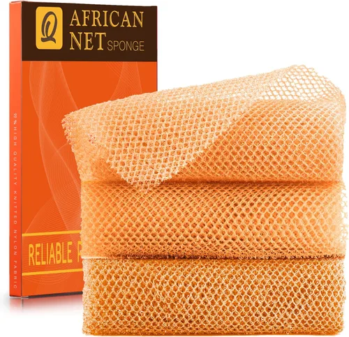 Vista 24 de UJFQBH African Net Sponge Authenti, exfoliante corporal para espalda y zonas de difícil acceso, exfoliante diario suave para limpieza profunda Gris