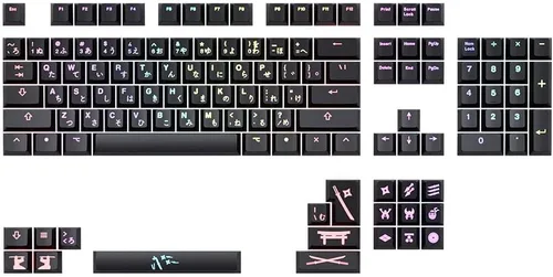 Vista 2 de CableMod Juego de teclas láser ABS premium - CM Japan (negro, perfil OEM, ANSI, ISO, 121 teclas)