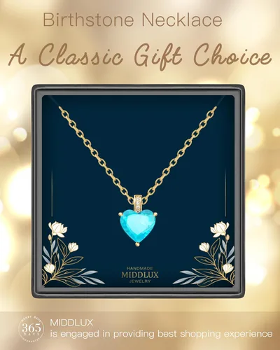 Vista 8 de Collar de piedra natal genuina para mujer, collar de amor de corazón, regalos de cumpleaños para ella