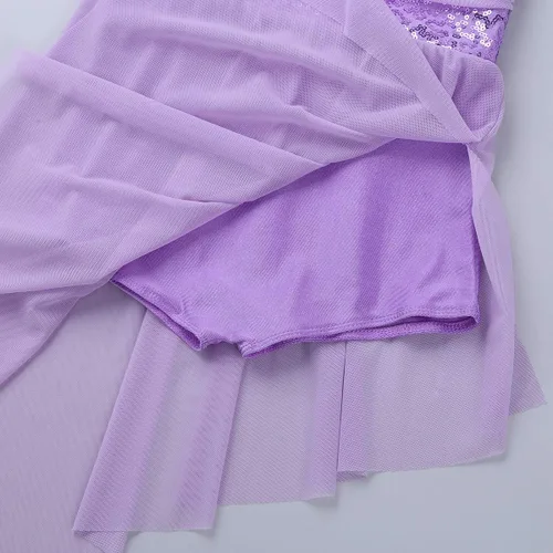 Vista 7 de inlzdz - Vestido de baile con cuello en V con falda irregular de alta y baja para niñas