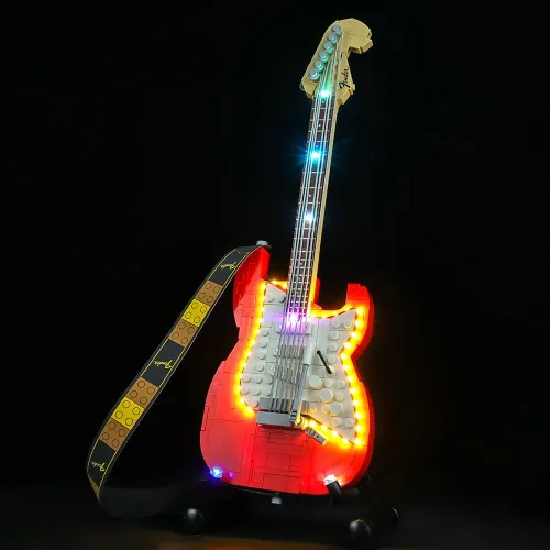Vista 5 de Kyglaring Kit de iluminación LED compatible con Lego Ideas 21329 Fender Stratocaster Guitar Kit de construcción - Solo kit de luz LED y sin juego