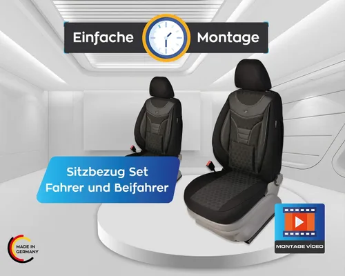 Vista 7 de BREMER SITZBEZÜGE Dimensions seat Covers Compatible with VW T6 Multivan Driver and Passenger from 2015 910 Black