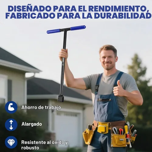 Vista 7 de WORKPRO Llave de medidor de agua de 17" con llave de utilidad de 4 vías, llave de apagado de agua de acero resistente con mango en T antideslizante