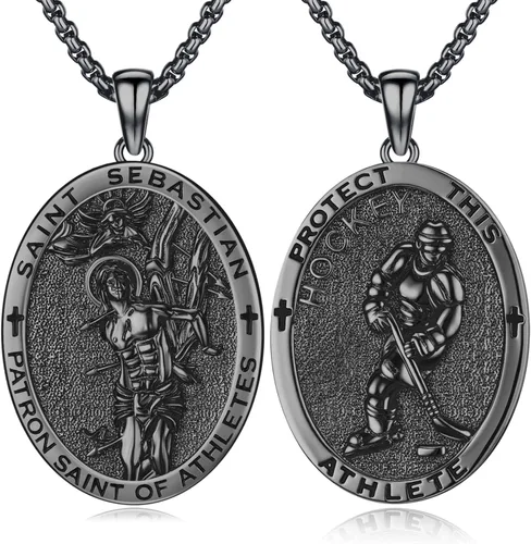 Vista 52 de Collar de amuleto de medalla de San Patrono de plata/oro de 14 39A-St Peregrino-Plata