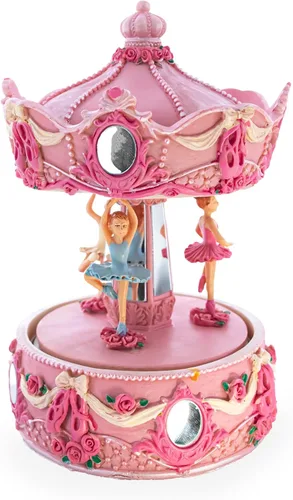 Vista 4 de BestPysanky Figura musical giratoria de carrusel de bailarina rosa