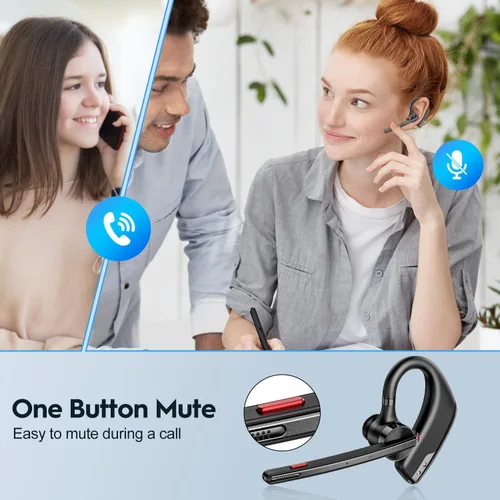 Vista 5 de New Bee Auriculares Bluetooth, auricular Bluetooth inalámbrico para teléfono celular con estuche de carga de 500 mAh, 80 horas de reproducción V5.2