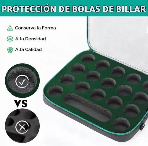 Vista 2 de PEKREWS Funda para pelotas de billar, bolsa de transporte acolchada de billar, caja de almacenamiento de viaje con asa de transporte y correa
