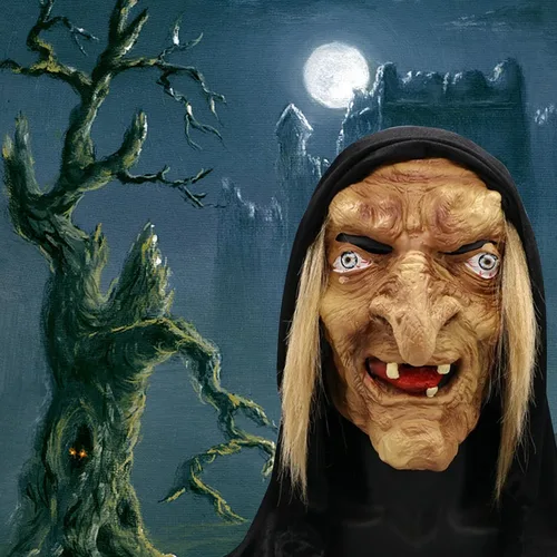 Vista 9 de Máscara de cabeza completa para Halloween máscara de bruja de terror negro talla única