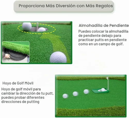 Vista 4 de Chriiena Alfombrilla de Golf para Practica, Alfombrilla de Golf Verde Grande, Alfombrilla Profesional de Entrenamiento de Golf