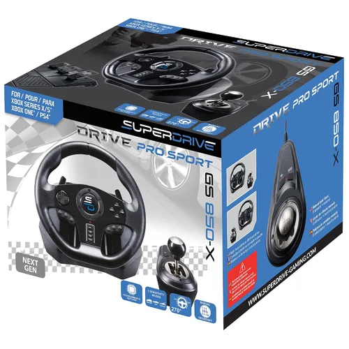 Vista 4 de Superdrive - GS850-X racing steering wheel with manual shifter, 3 pedals, paddle shifters for Xbox Serie XS, PS4, Xbox One, (programmable)