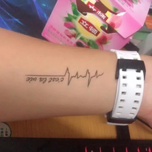 Vista 4 de 2 hojas de inspiración Cuota C'Est La Vie Heartbeat Tatuajes X-005