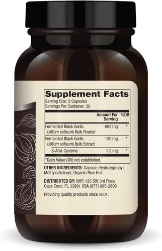 Vista 2 de Dr. Mercola Ajo negro fermentado, suplemento antioxidante, para apoyo inmunológico, celular y de salud cardíaca, incluye S-alil-cisteína, sin OMG