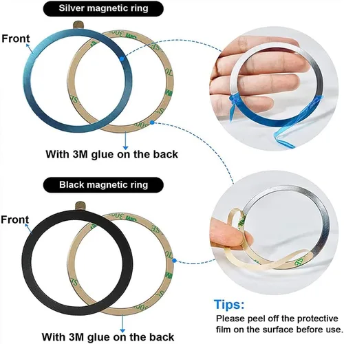 Vista 2 de Kinizuxi Mag Safe Ring 360 - Paquete de 6 calcomanías Mag Safe para imán de seguridad Mag, kit de conversión magnética universal para iPhone